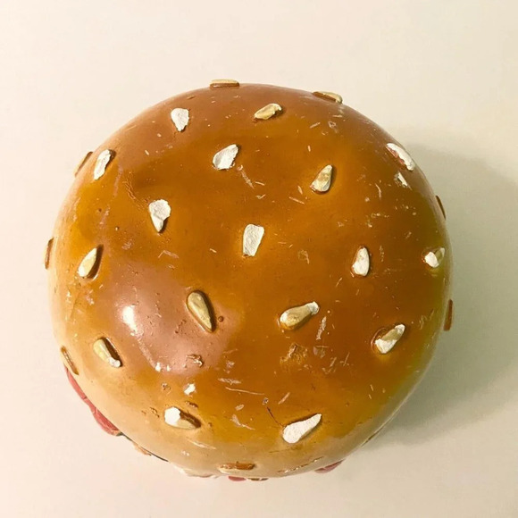 Vtg Hamburger Coin  Bank A G Handicrafts Art Ceramic Burger Piggy Bank Chipped - Picture 6 of 16